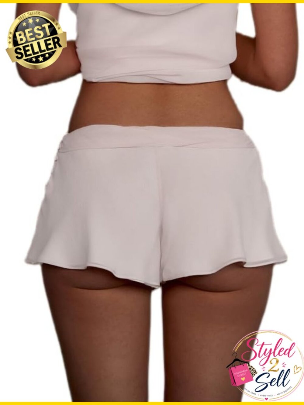Women Chiffon Babydoll Pajama Set Sleeveless Backless Lounge Shorts - Picture 3 of 4